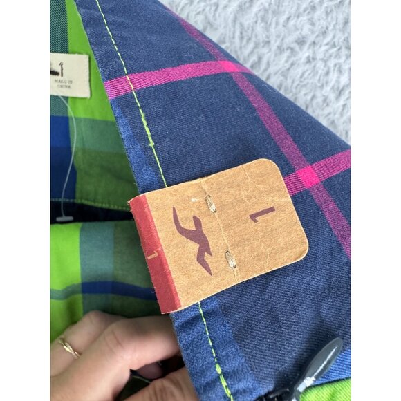 Hollister Womens Plaid Mini Skirt Green/Blue Sz 1 Preppy CottonBlend Lightweight - Picture 4 of 15